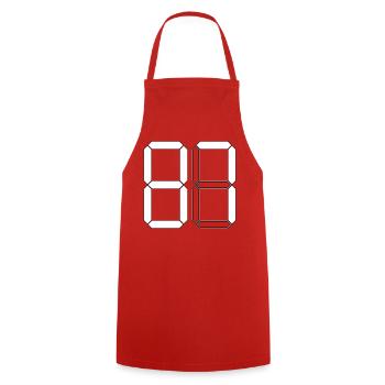 NUMÉRO 87 Quatre-vingt-sept cadeaux numériques - Tablier de cuisine - rouge - Devant - AI Model Male 185 dark (185cm)