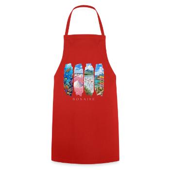 Bonaire Holiday Travel – Motif nature et récif des Caraïbes - Tablier de cuisine - rouge - Devant - AI Model Male 185 dark (185cm)