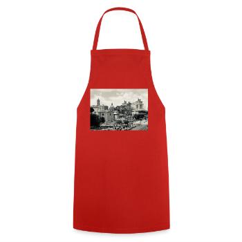 Sepia Rome: Colosseum and Square - Cooking Apron - red - Front - AI Model Male 185 dark (185cm)