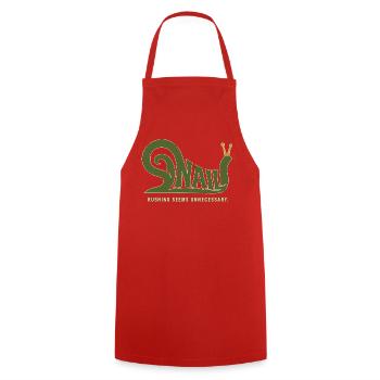 SNAIL – Humour sans hâte - Tablier de cuisine - rouge - Devant - AI Model Male 185 dark (185cm)