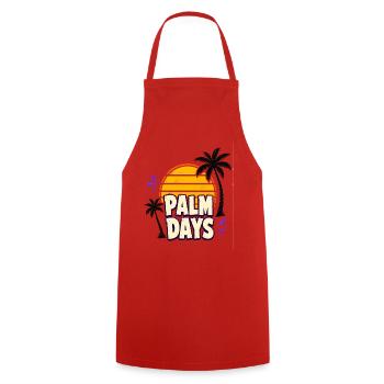 Palm Days – Couchers de soleil rétro et palmiers - Tablier de cuisine - rouge - Devant - AI Model Male 185 dark (185cm)