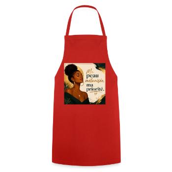 Ma peau mélanisée, ma priorité - Tablier de cuisine - rouge - Devant - AI Model Male 185 dark (185cm)