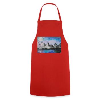 Nuit au clair de lune au bord du lac tranquille - Tablier de cuisine - rouge - Devant - AI Model Male 185 dark (185cm)