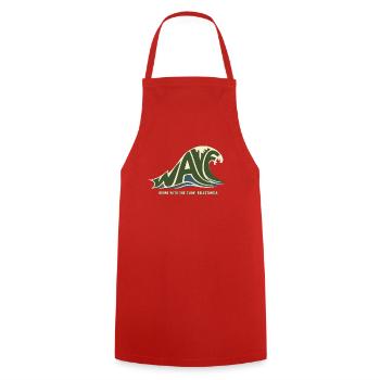 WAVE – I Swim With the Current, But Reluctantly - Cooking Apron - red - Front - AI Model Male 185 dark (185cm)