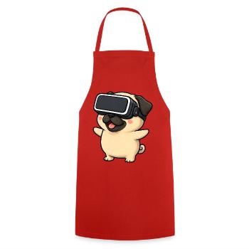 Mignon carlin dans le dessin animé de Gamer en réalité virtuelle - Tablier de cuisine - rouge - Devant - AI Model Male 185 dark (185cm)