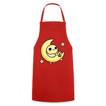 Moonlit Cute Moon with Star Lantern - Cooking Apron - red - Front - AI Model Male 185 dark (185cm)