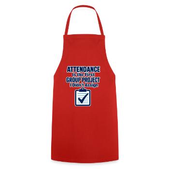 Funny Teacher Attendance Group Project Classroom J - Cooking Apron - red - Front - AI Model Male 185 dark (185cm)