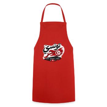 T-shirt Tunisien Libre - تونسي حر - Tablier de cuisine - rouge - Devant - AI Model Male 185 dark (185cm)