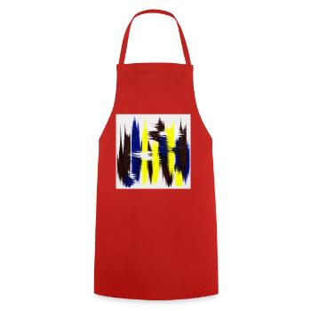 Énergie abstraite bleu et jaune - Tablier de cuisine - rouge - Devant - AI Model Male 185 dark (185cm)