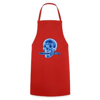 Dague du Crâne Bleu - Tablier de cuisine - rouge - Devant - AI Model Male 185 dark (185cm)