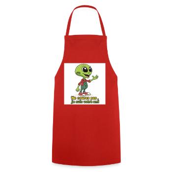 Alien - Ne courez pas ,je suis votre ami - Tablier de cuisine - rouge - Devant - AI Model Male 185 dark (185cm)