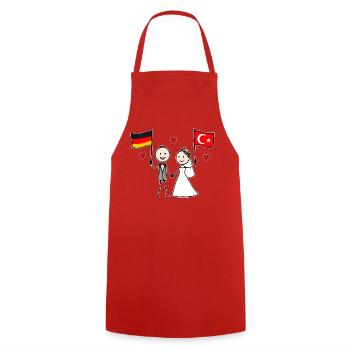 Wedding couple Germany Turkey Flag - Cooking Apron - red - Front - AI Model Male 185 dark (185cm)