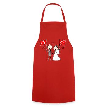 Couple de mariage Drapeau de la Dinde - Tablier de cuisine - rouge - Devant - AI Model Male 185 dark (185cm)