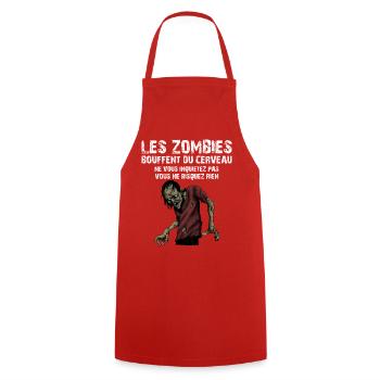 Les Zombies Bouffent Du Cerveau Ne Vous Inquiet... - Tablier de cuisine - rouge - Devant - AI Model Male 185 dark (185cm)