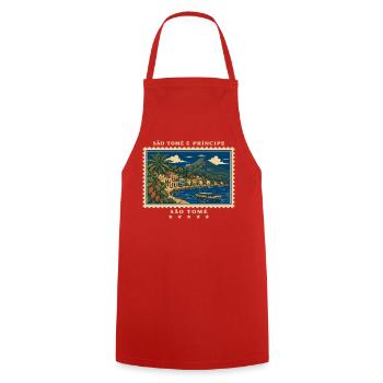 São Tomé und Príncipe São Tomé Vintage Reisemarke - Kochschürze - Rot - Vorne - AI Model Male 185 dark (185cm)