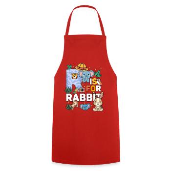 R c’est pour Fête du zoo de lapins Anniversaire du zoo de la jungle - Tablier de cuisine - rouge - Devant - AI Model Male 185 dark (185cm)