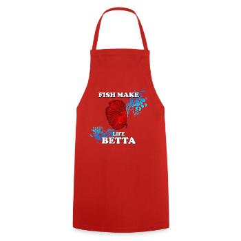Fish Make Life Beta avec un betta rouge - Tablier de cuisine - rouge - Devant - AI Model Male 185 dark (185cm)