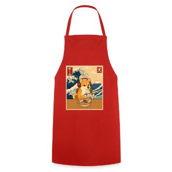Kawaii Gamer Shiba Inu Ramen Anime - Cooking Apron - red - Front - AI Model Male 185 dark (185cm)