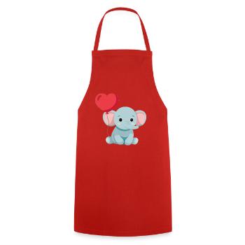 Cute baby elephant - Cooking Apron - red - Front - AI Model Male 185 dark (185cm)
