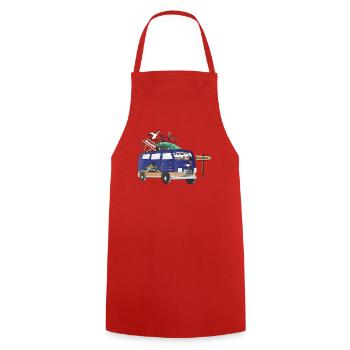 France Camper Motif Vanlife Camping Holiday - Cooking Apron - red - Front - AI Model Male 185 dark (185cm)