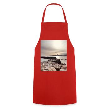 Sunset over pier and rocks - Cooking Apron - red - Front - AI Model Male 185 dark (185cm)