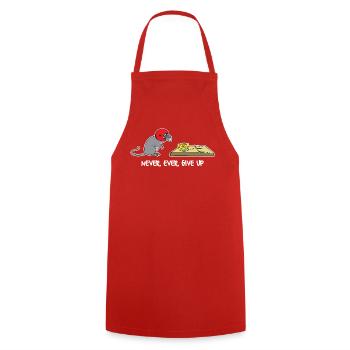 Never ever give up - Cooking Apron - red - Front - AI Model Male 185 dark (185cm)