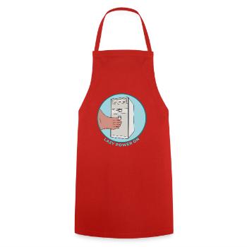 Lazy Power On Retro PC Tower Toe Press Funny Tech - Cooking Apron - red - Front - AI Model Male 185 dark (185cm)