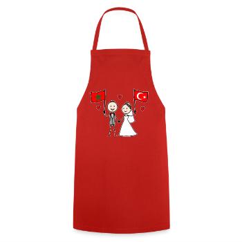 Wedding Couple Morocco Turkey Flag - Cooking Apron - red - Front - AI Model Male 185 dark (185cm)