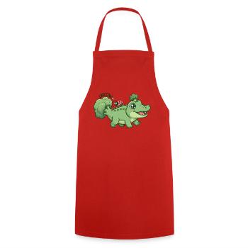 Cute Broccoli Crocodile Croccoli - Cooking Apron - red - Front - AI Model Male 185 dark (185cm)