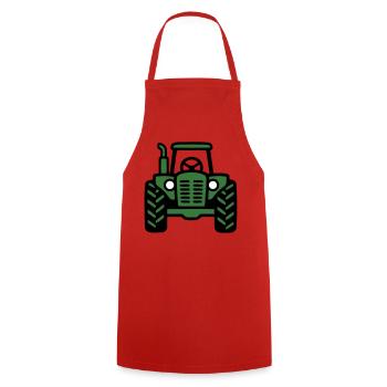 Traktor Frontansicht Logo - Kochschürze - Rot - Vorne - AI Model Male 185 dark (185cm)