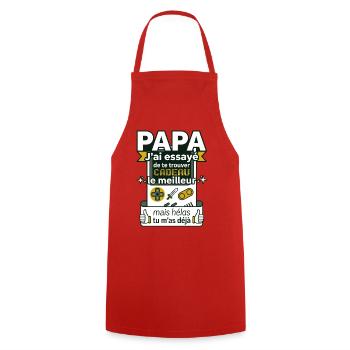 Papa Gamer Humour Cadeau Fête Des Pères Rétro - Tablier de cuisine - rouge - Devant - AI Model Male 185 dark (185cm)