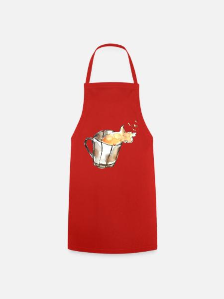 Kaffeetasse Aquarellfeuer Kaffeezeit - Kochschürze - Rot