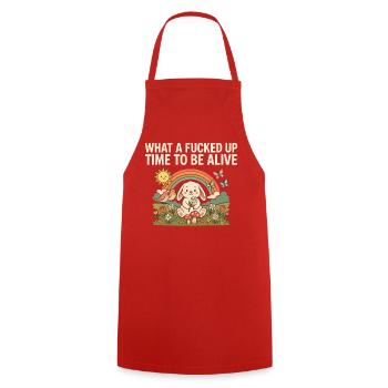 Quel moment tordu pour être en vie, drôle de Bunny Tee - Tablier de cuisine - rouge - Devant - AI Model Male 185 dark (185cm)