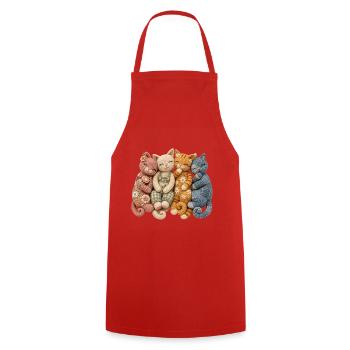 Crochet Cat Lover Gift - Cooking Apron - red - Front - AI Model Male 185 dark (185cm)