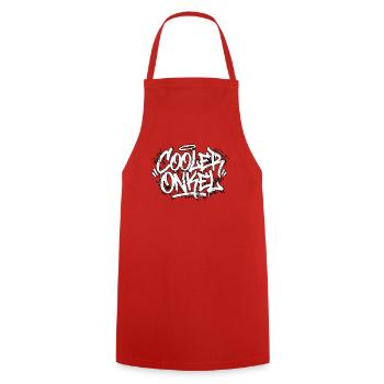 Cool Uncle Handwriting Graffiti - Cooking Apron - red - Front - AI Model Male 185 dark (185cm)