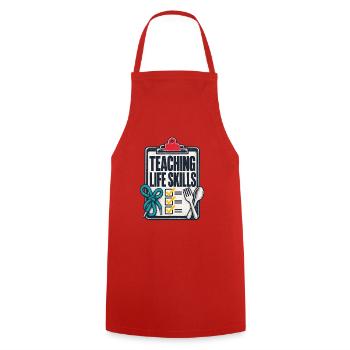 Special Education Teaching Life Skills, Teacher Li - Cooking Apron - red - Front - AI Model Male 185 dark (185cm)