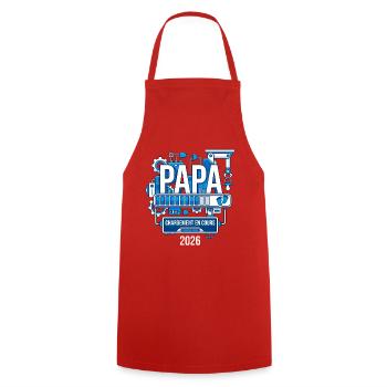 Papa Chargement En Cours 2026 Cadeau Futur Papa - Tablier de cuisine - rouge - Devant - AI Model Male 185 dark (185cm)
