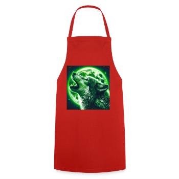 Wolf heult zum Vollmond - Kochschürze - Rot - Vorne - AI Model Male 185 dark (185cm)