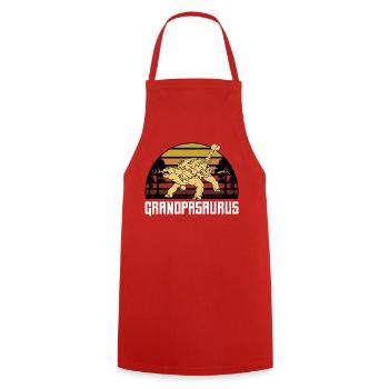 Grandparsaurus Sunset Dino Imprimé - Tablier de cuisine - rouge - Devant - AI Model Male 185 dark (185cm)