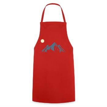 Lever de soleil en silhouette de montagne - Tablier de cuisine - rouge - Devant - AI Model Male 185 dark (185cm)
