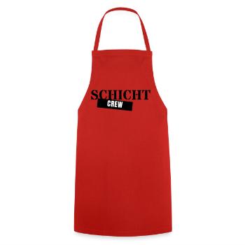 Shift Crew - Shift Work Colleagues Night Shift - Cooking Apron - red - Front - AI Model Male 185 dark (185cm)