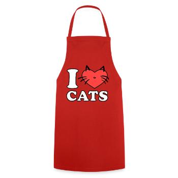 I Love Cats Heart Logo - Cooking Apron - red - Front - AI Model Male 185 dark (185cm)