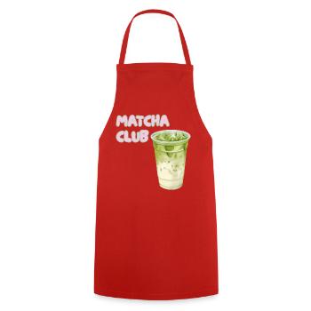 Matcha Club Latte Grafik - Kochschürze - Rot - Vorne - AI Model Male 185 dark (185cm)