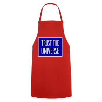 Trust The Universe Spiritual Universe Quote Logo - Cooking Apron - red - Front - AI Model Male 185 dark (185cm)