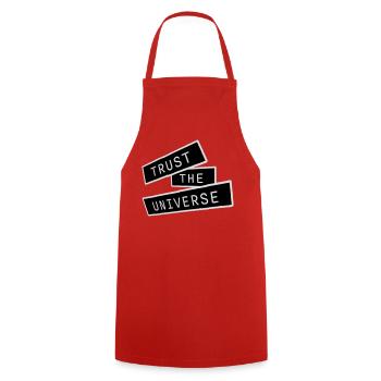 Trust The Universe Spiritual Universe Quote Logo - Cooking Apron - red - Front - AI Model Male 185 dark (185cm)