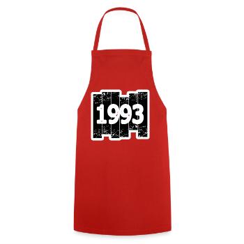 Jahr 1993 - Kochschürze - Rot - Vorne - AI Model Male 185 dark (185cm)