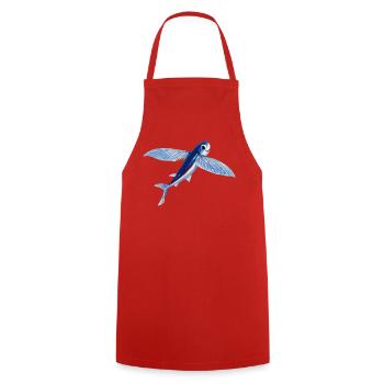 Fliegender Fisch in blauem Orange - Kochschürze - Rot - Vorne - AI Model Male 185 dark (185cm)
