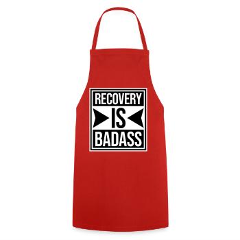Recovery Is Badass Motivational Recovery Quote Logo - Cooking Apron - red - Front - AI Model Male 185 dark (185cm)