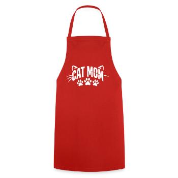 Lettrage des Pattes de Maman Chat - Tablier de cuisine - rouge - Devant - AI Model Male 185 dark (185cm)