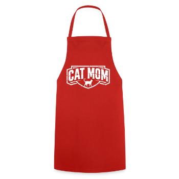 Cat Mom Vintage Wappen - Kochschürze - Rot - Vorne - AI Model Male 185 dark (185cm)